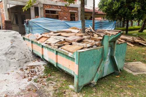 Enclosed lockable skip on a residential property